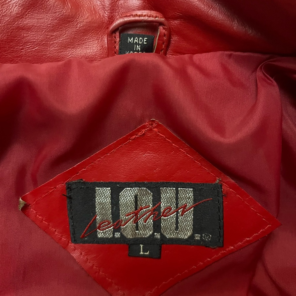 Vintage 80s genuine leather woman’s IOU red biker jacket - Picture 12 of 13
